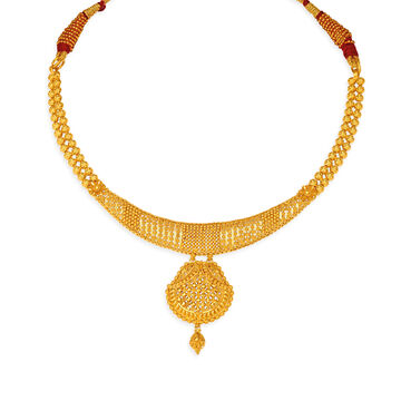 Floral Rawa Work Gold Necklace