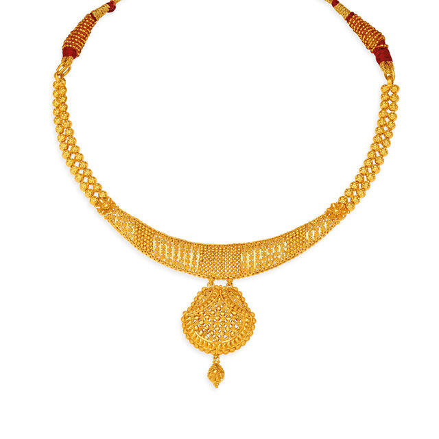 Floral Rawa Work Gold Necklace 