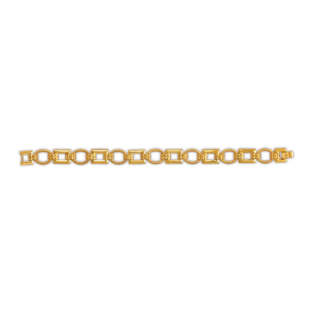 Sophisticated 22 Karat Yellow Gold Oval And Square Link Bracelet,,hi-res 