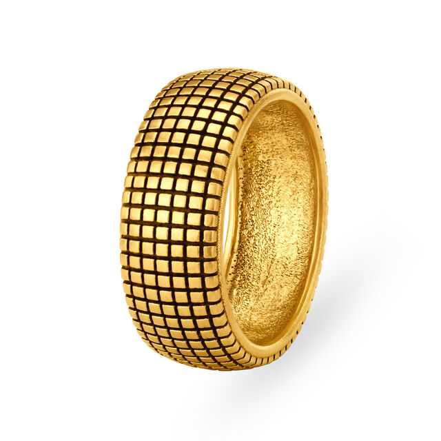 Enticing 22 Karat Yellow Gold Grid Pattern Finger Ring,,hi-res 