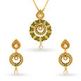 Leaf Inspired Verdant Gold Pendant and Earrings Set,,hi-res 