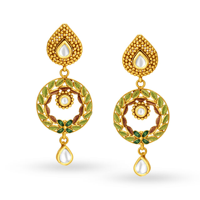 Leaf Inspired Verdant Gold Pendant and Earrings Set,,hi-res 2