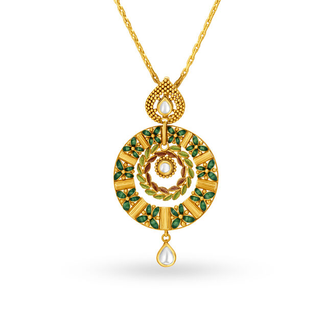 Leaf Inspired Verdant Gold Pendant and Earrings Set,,hi-res 3