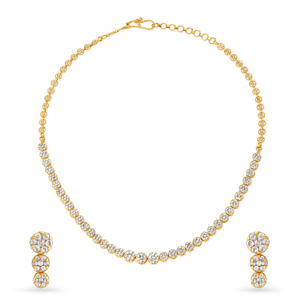 9K Gold Oval Jewel Necklace