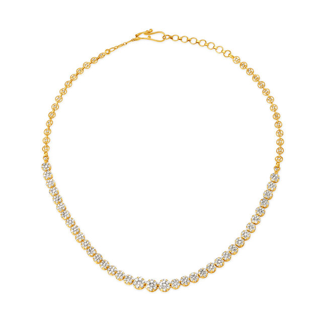 Appealing Oval Shape Gold Necklace Set With Subtle Floral Motif 2