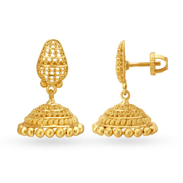 Mesmeric 22 Karat Yellow Gold Filigree Necklace And Earrings Set 4
