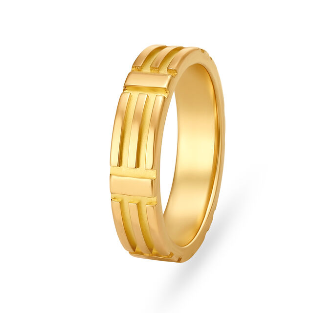 Classic 22 Karat Yellow gold Line Pattern Finger Ring,,hi-res