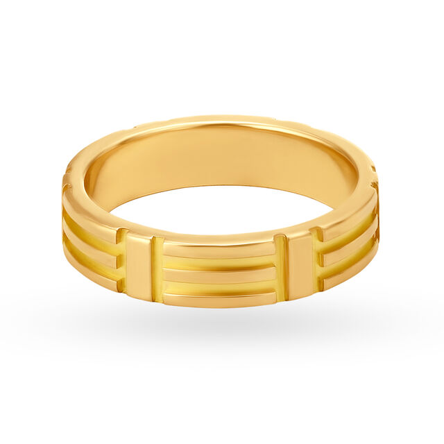 Classic 22 Karat Yellow gold Line Pattern Finger Ring,,hi-res