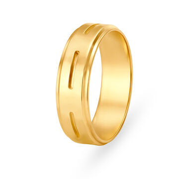 Trendy 22 Karat Yellow Gold Line Patterned Finger Ring