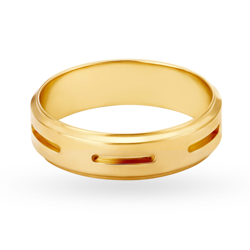 Buy Stylish 22 Karat Yellow Gold Line Pattern Finger Ring at Best Price ...