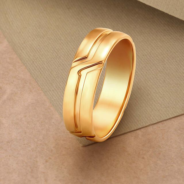 Dapper 22 Karat Yellow Gold Striped Finger Ring,,hi-res 