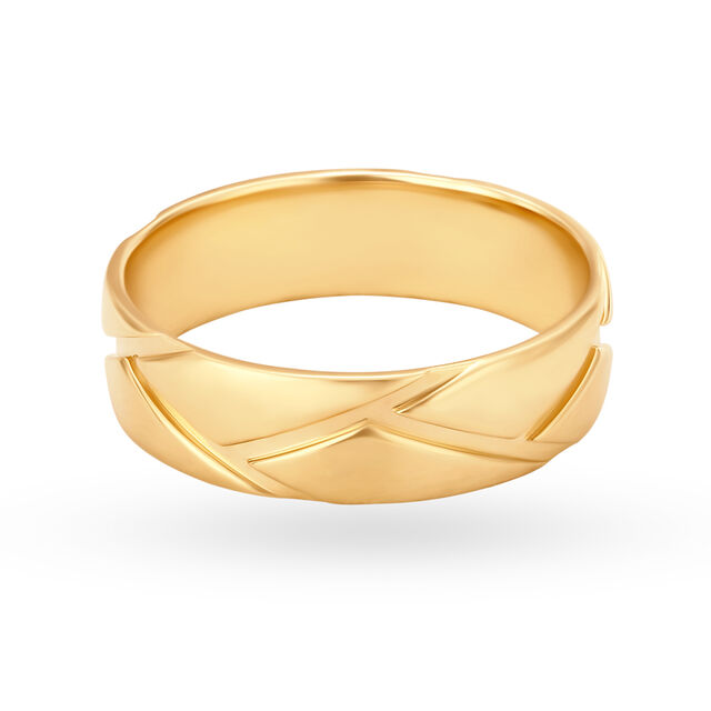 Modern 22 Karat Yellow Gold Criss Cross Pattern Finger Ring,,hi-res