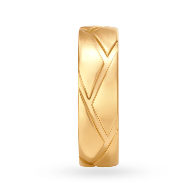 Modern 22 Karat Yellow Gold Criss Cross Pattern Finger Ring,,hi-res