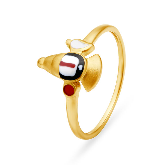 Marvelous 22 Karat Yellow Gold Deity Finger Ring,,hi-res