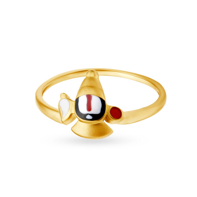 Marvelous 22 Karat Yellow Gold Deity Finger Ring,,hi-res