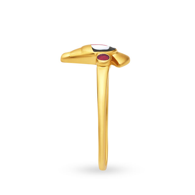 Marvelous 22 Karat Yellow Gold Deity Finger Ring,,hi-res