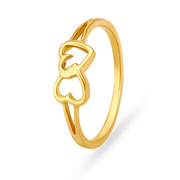 Romantic 22 Karat Yellow Gold Interlinked Hearts Finger Ring