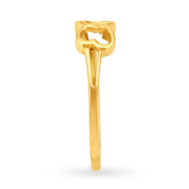 Romantic 22 Karat Yellow Gold Interlinked Hearts Finger Ring