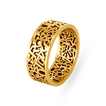Quirky Alphabet Gold Finger Ring with a Black Antique Finish for Men