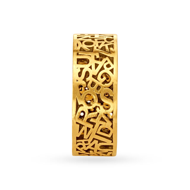 Quirky Alphabet Gold Finger Ring with a Black Antique Finish for Men 3