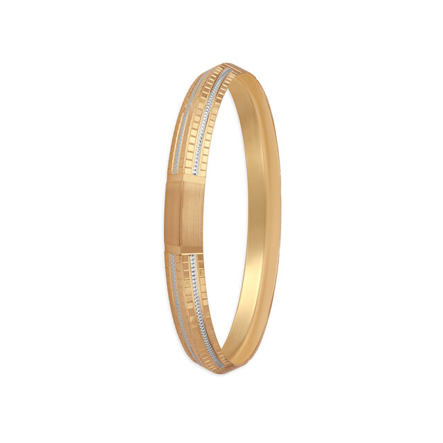 Ridged Gold and Rhodium Kada for men,,hi-res 2