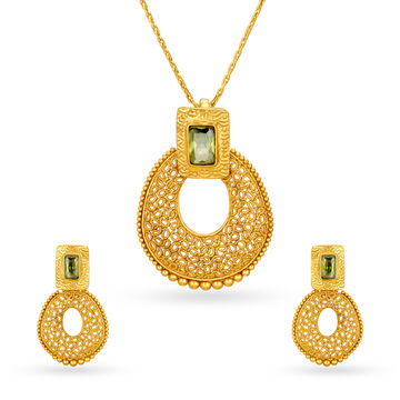 Ethereal Gold Pendant and Earrings Set
