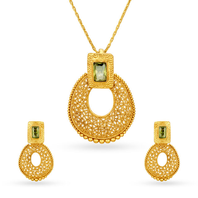 Ethereal Gold Pendant and Earrings Set,,hi-res