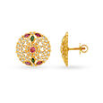 Vibrant Stud Earrings with Un-cut Diamonds and Tourmalines,,hi-res 2