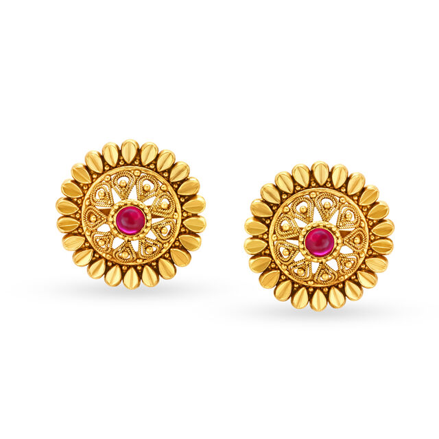 Magnificent Antique Gold Stud Earrings,,hi-res 