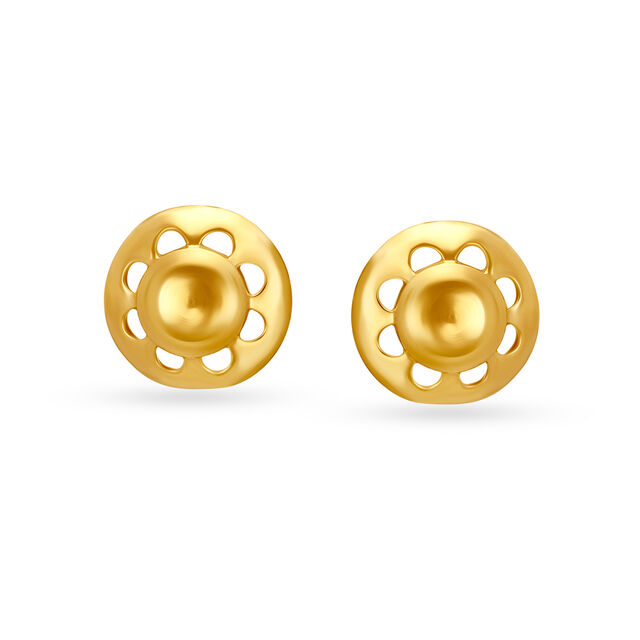 Stylish 22 Karat Yellow Gold Artistic Circular Stud Earrings,,hi-res 