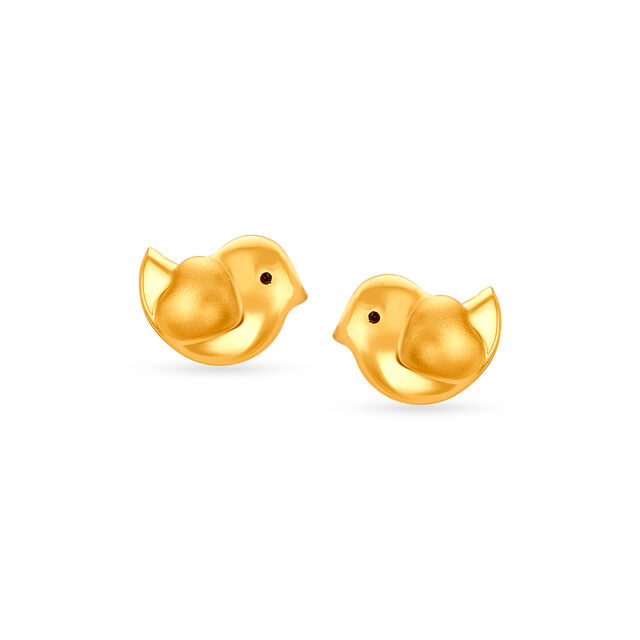 Contemporary Sparrow Shaped Gold Stud Earrings For Kids 