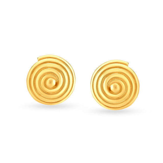 Contemporary Hypnotic Gold Stud Earrings 