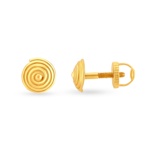 Contemporary Hypnotic Gold Stud Earrings 2