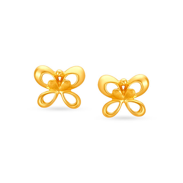 Contemporary Gold Butterfly Stud Earrings For Kids,,hi-res 
