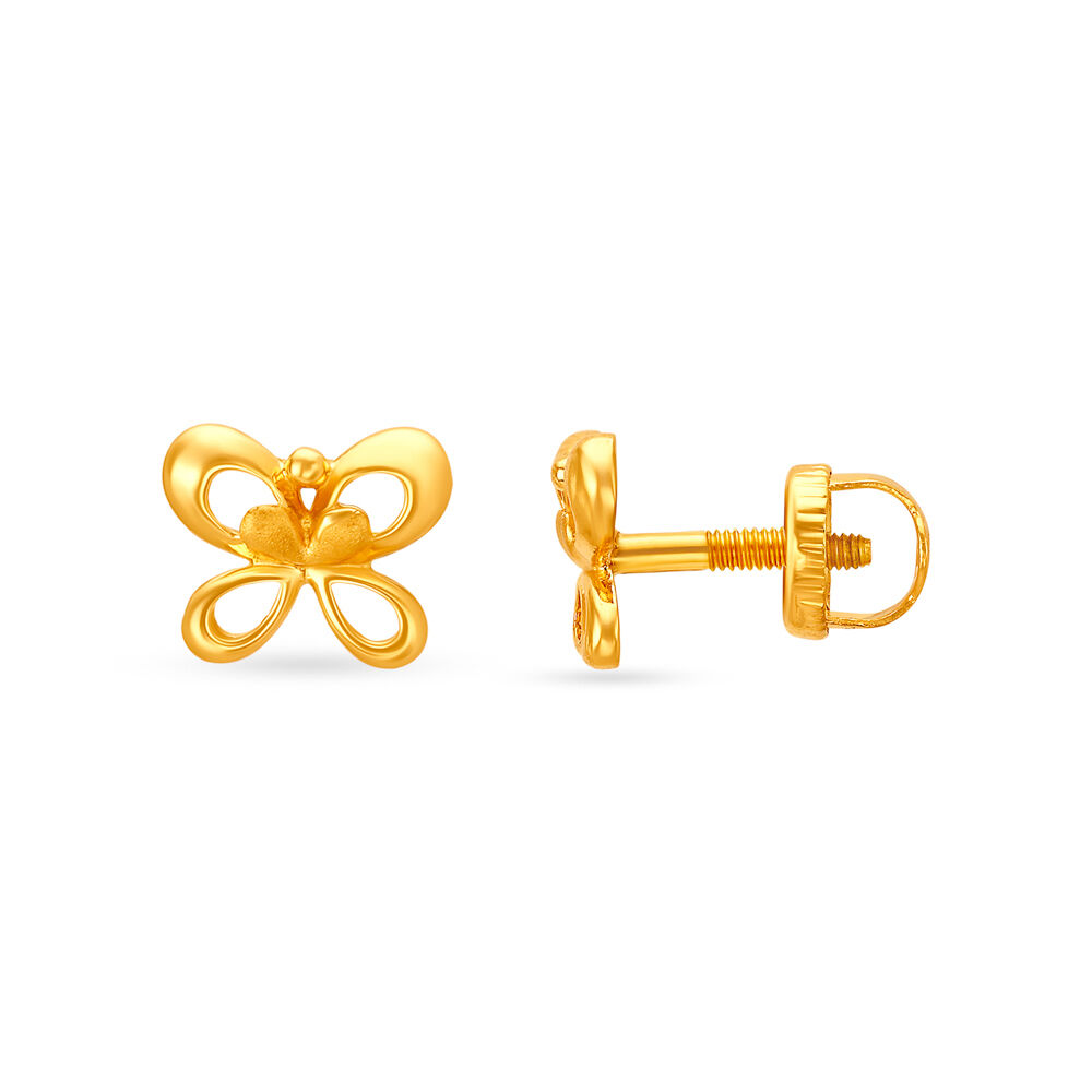 Buy Contemporary Gold Butterfly Stud Earrings For Kids at Best Price Tanishq US