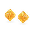 Traditional Jali Work Gold Marquise Stud Earrings 