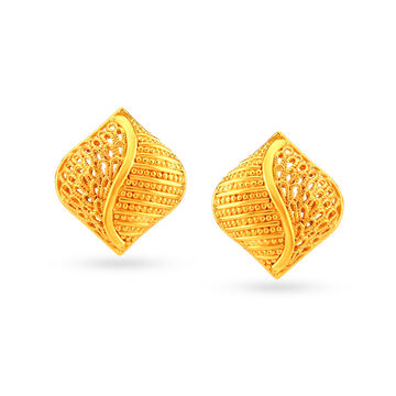 Traditional Jali Work Gold Marquise Stud Earrings