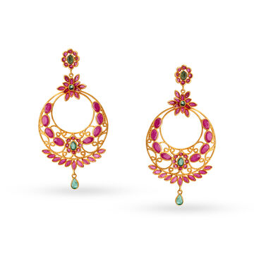 Splendid Emerald and Ruby Chandelier Drop Earrings