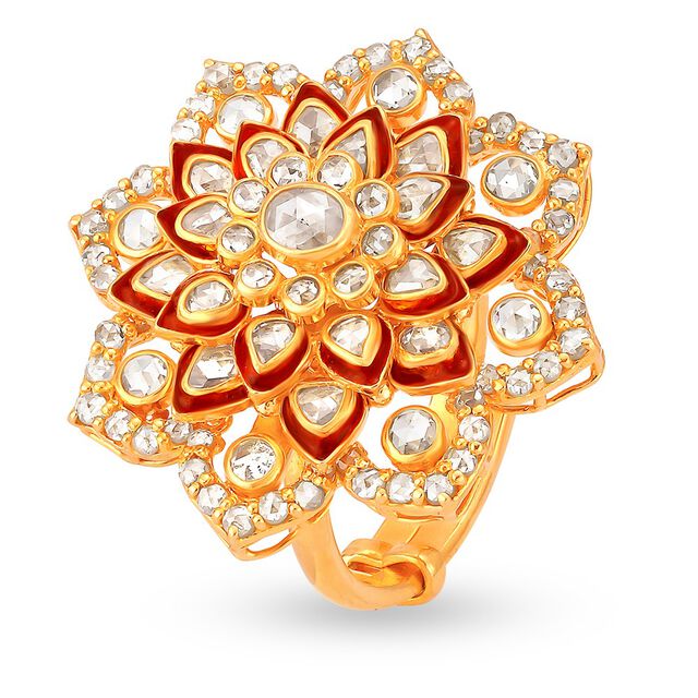 Yellow Gold and Polki Finger Ring,,hi-res 