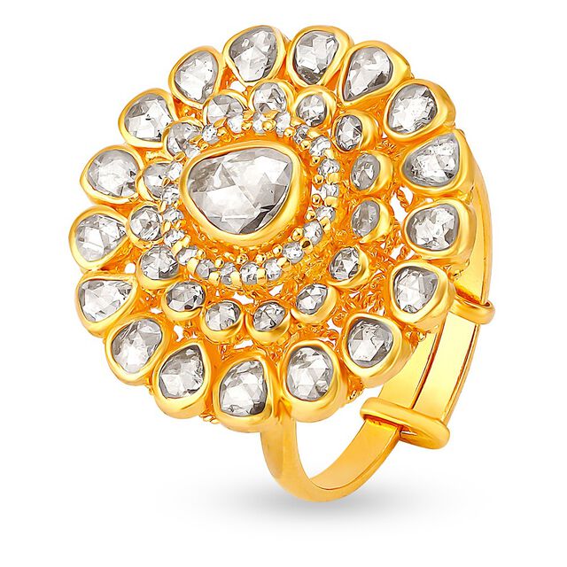 Yellow Gold and Polki Finger Ring,,hi-res 