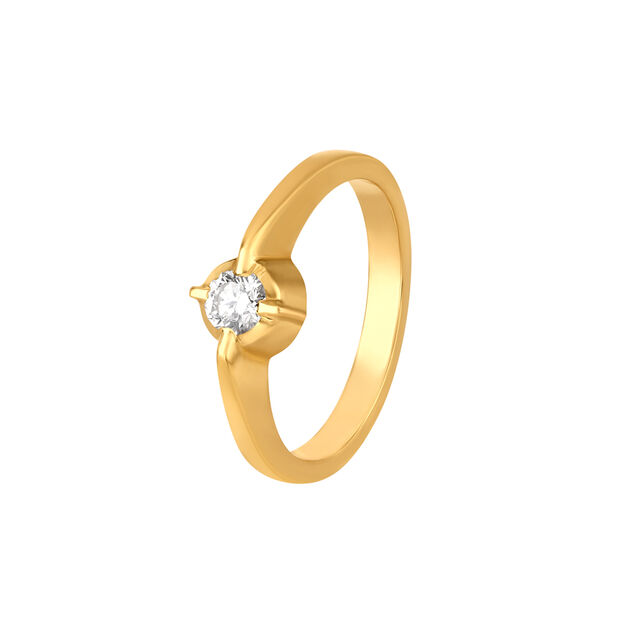 Classic 22 Karat Yellow Gold And Diamond Sleek Finger Ring,,hi-res 
