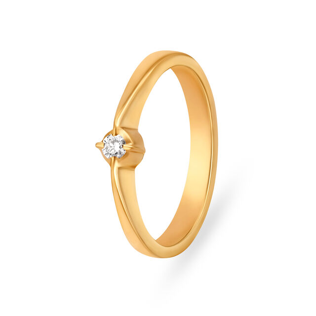 Simplistic 22 Karat Yellow Gold and Diamond Finger Ring,,hi-res