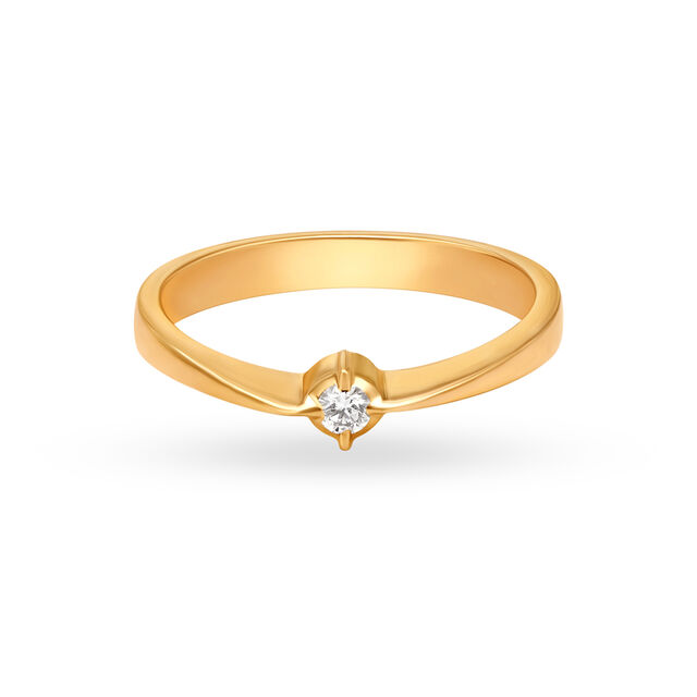 Simplistic 22 Karat Yellow Gold and Diamond Finger Ring,,hi-res