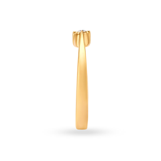 Simplistic 22 Karat Yellow Gold and Diamond Finger Ring,,hi-res