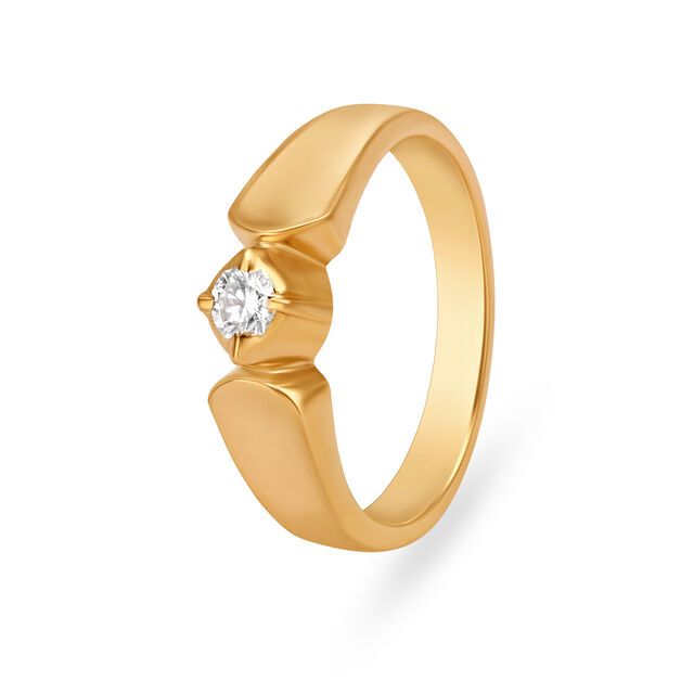 Classy 22 Karat Yellow Gold And Diamond Finger Ring,,hi-res