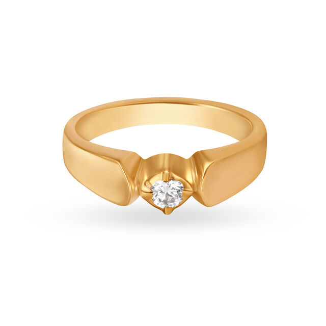 Classy 22 Karat Yellow Gold And Diamond Finger Ring,,hi-res