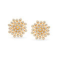 Hypnotic Floral Diamond Adorned Gold Stud Earrings,,hi-res 