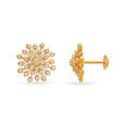 Hypnotic Floral Diamond Adorned Gold Stud Earrings,,hi-res 2