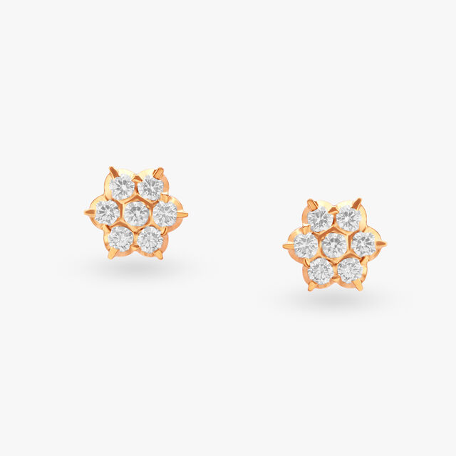 Floral Diamond Stud Earrings 
