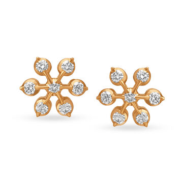 Enchanting 22 Karat Yellow Gold And Diamond Snowflake Studs